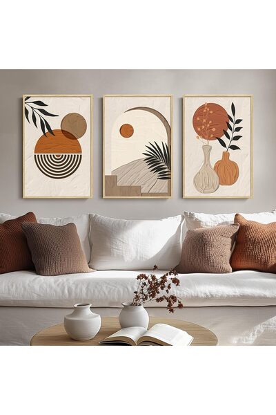 ALAYRA International مجموعة من 3 لوحات فنية تجريدية بسيطة على قماش، مقاس 40 ×...