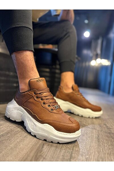 Zapatos حذاء رياضي رجالي من الجلد برباط يومي طراز KN-N75 CBT - لون أسمر