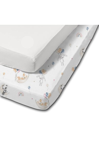 Kidizi Set 2 cearceafuri din bumbac cu elastic roata pentru patut 120x60 cm W...