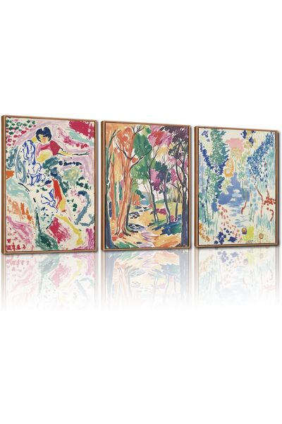 ALAYRA International مجموعة من 3 لوحات فنية تجريدية بسيطة على قماش، مقاس 40 ×...