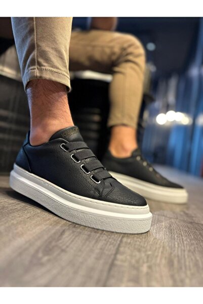 Zapatos حذاء رياضي رجالي كاجوال من الجلد المرن KN521 CBT - أسود