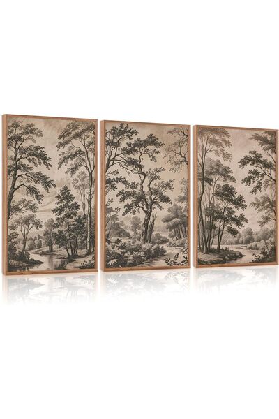 ALAYRA International مجموعة من 3 لوحات فنية تجريدية بسيطة على قماش، مقاس 30×4...