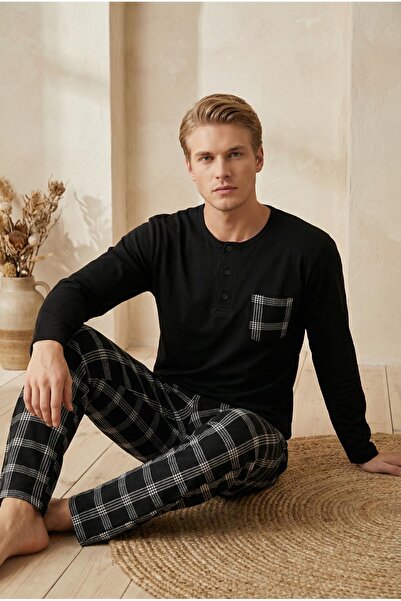 MAYSSTORE Men's Pocketed Pajama Set