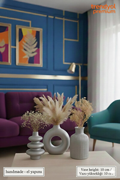 muffag Χειροποίητο μίνιμαλ ασημί γκρι βάζο από γύψο 10 εκατοστών