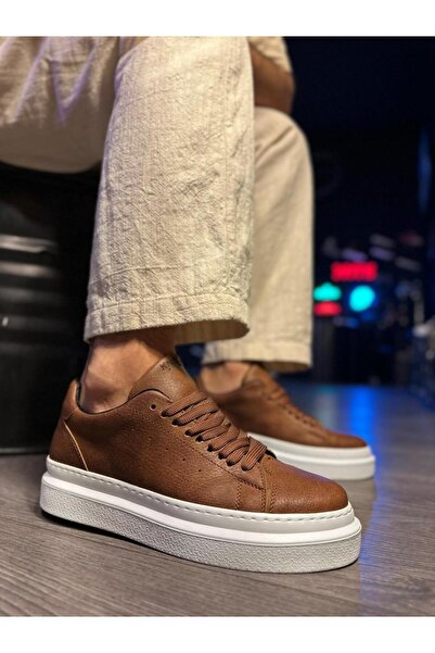 Zapatos حذاء رياضي رجالي يومي برباط من الجلد طراز KN421 CBT - لون أسمر