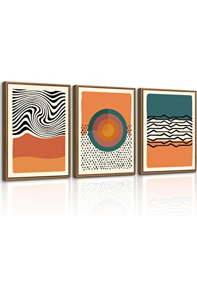 ALAYRA International مجموعة من 3 لوحات فنية تجريدية بسيطة على قماش، مقاس 40 ×...