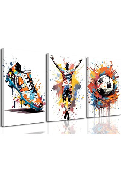 ALAYRA International مجموعة من 3 لوحات فنية تجريدية بسيطة على قماش، مقاس 40 ×...