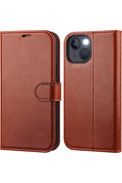 m.tk moveteck Apple iPhone 15 Case 360 Full Coverage Leather Textured Flip Wallet Stand with Card Holder and Detachable Clip