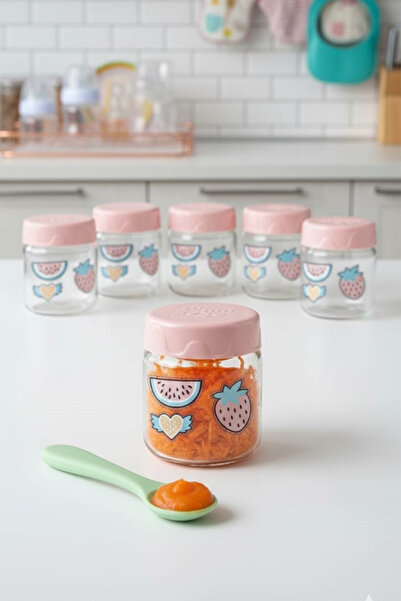 krommet Altılı Desenli Bebek Mama Kavanozu 200 Ml