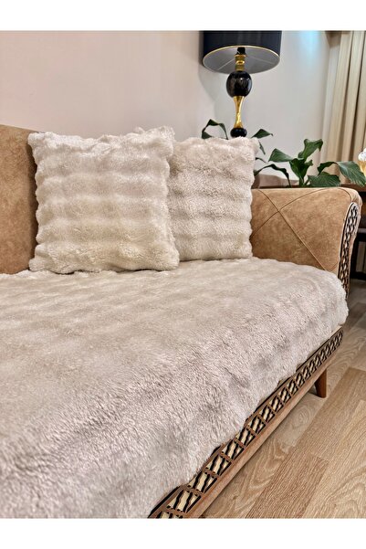 montanahome غطاء وسادة مكون من قطعتين مصنوع من فرو الأرانب السميك