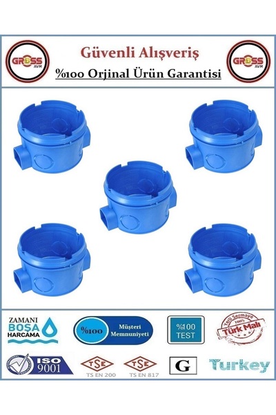 GrossAVM Geçmeli Anahtar Priz Kasası - Halojen Free Alev Yaymayan - Mavi - 5 ...