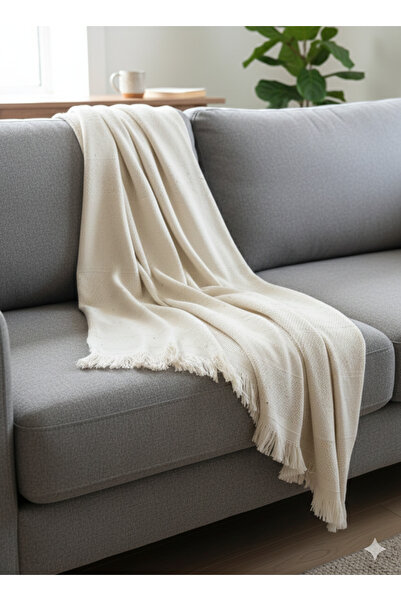 Monochrome Tekstil %100 Organik Pamuk Dekoratif Koltuk Örtüsü Pike Hasır Örgü...