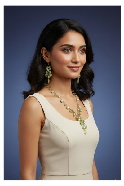 YONGA'S BOUTİQUE Melis Green Necklace Earring Set