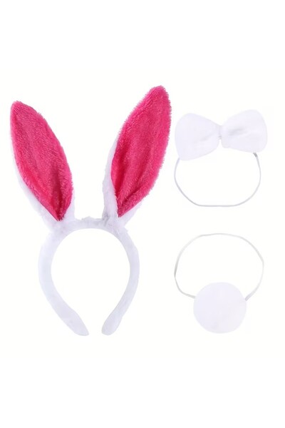 lowell home ربطة عنق على شكل أذن أرنب باللون الوردي الفوشيا 3& # مجموعة حفلات مكونة من 39 قطعة