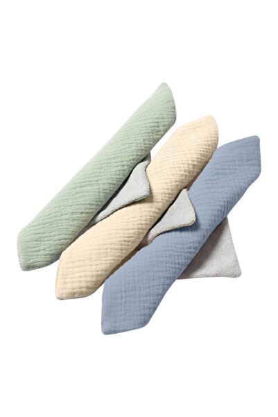 Kidizi Set of 3 absorbent baby wipes made of terry and muslin 22x22 cm Blue, ...