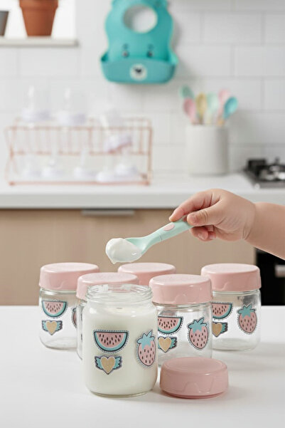 krommet Altılı Desenli Bebek Mama Kavanozu 200 Ml
