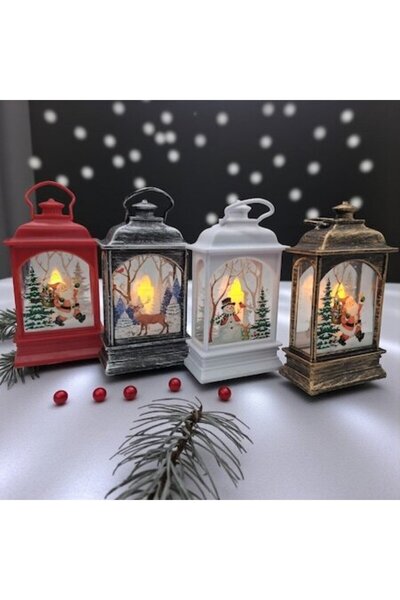 Vision XXI Set de 4 felinare de Crăciun 13 cm cu lumină LED caldă, culori asortate, 2025, VisionXXI