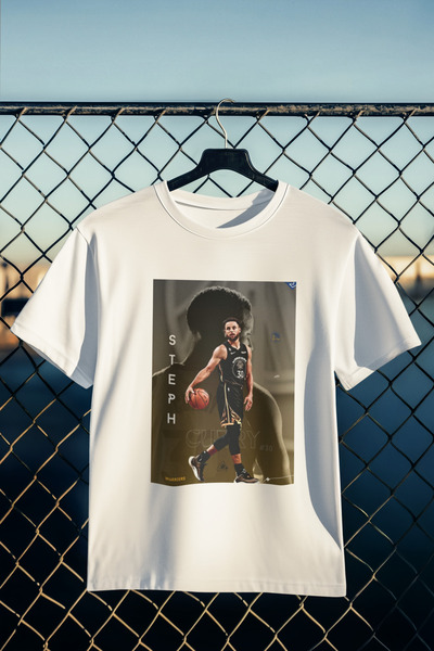 stil x تيشيرت مطبوع عليه ستيفن كوري، قماش قطني 100% يسمح بمرور الهواء