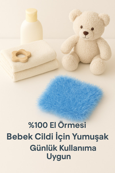 Babycitytr %100 El Örmesi Bebek Banyo Lifi Yumuşak Dokulu Hassas Ciltler İçin...
