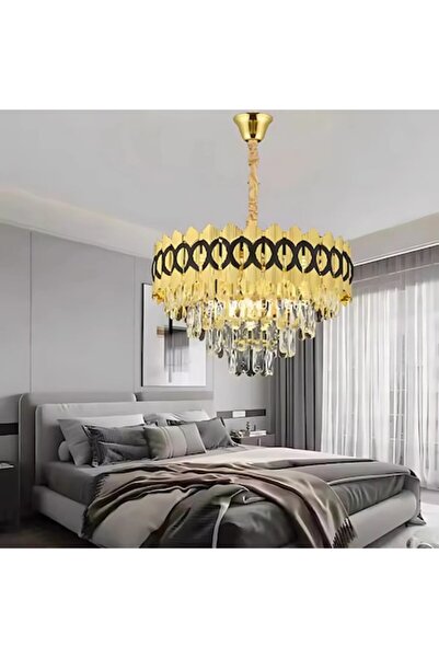 OEM PIERREFONDS Eleganza Crystal Chandelier 8x E14, Diameter 49cm, Glossy Gold, Adjustable Height
