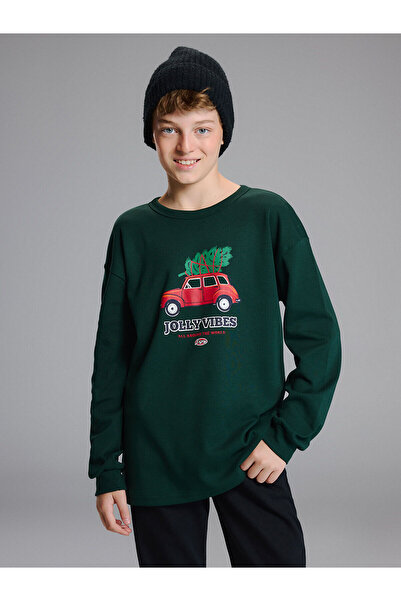 LC Waikiki تي شيرت للأولاد مطبوع عليه Vizyon New Season Crew Neck