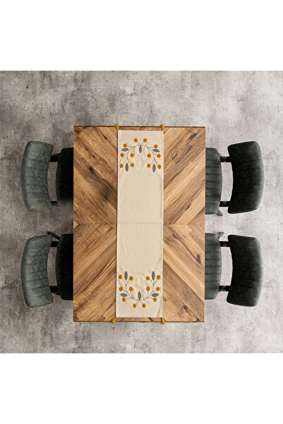 Shopyteks Natural Leaf Embroidered Runner