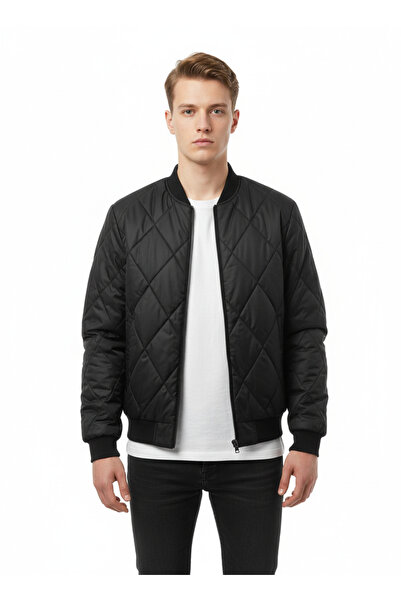 AFYON PASTEL Slim Fit Kapitone Baklava Desenli Erkek Bomber Ceket