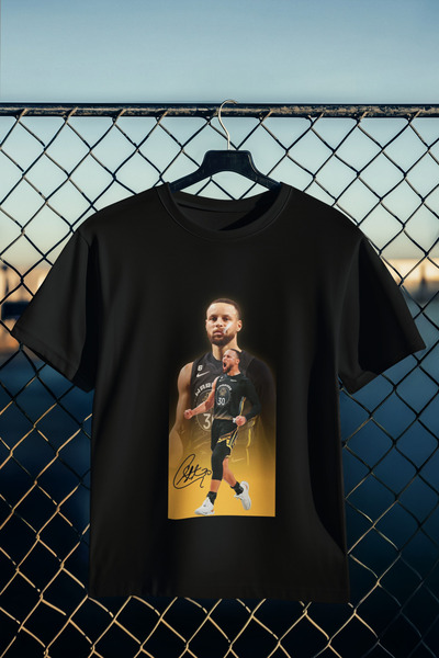 stil x تيشيرت مطبوع عليه ستيفن كوري، قماش قطني 100% يسمح بمرور الهواء