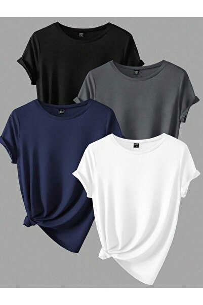 By Layina 4 RENK OVERSIZE DÜZ TİŞÖRT