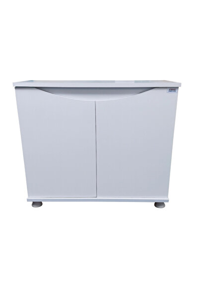 Kanki Pet 80 Cm MDF KP8045FBY Flex Beyaz Kapaklı Akvaryum Sehpası 80x45x69 cm