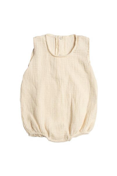 Kidizi Salopeta bebelusi din muselina cu maneca scurta Romper Liam ivory 6-12...