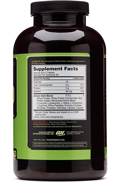 Optimum Nutrition (ON) Superior Amino 2222 Tablets, Complete Essential Amino Acids, EAAs to Maintain