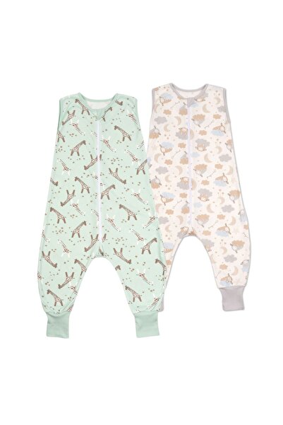 Kidizi Set of 2 summer cotton children's sleeping bags with legs 18-36 months Giraffe On a Cloud Pa...