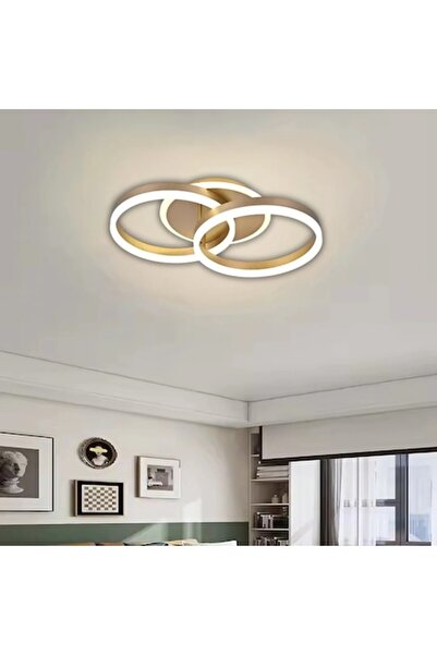 OEM Candelabru LED DARIO 55W, 2 inele, reglabil intensitate luminoasă, Rece/Cald/Neutru, Auriu