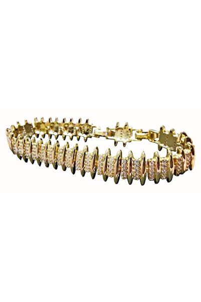 OEM Adjustable bracelet, 14k gold plated with white zirconia stones