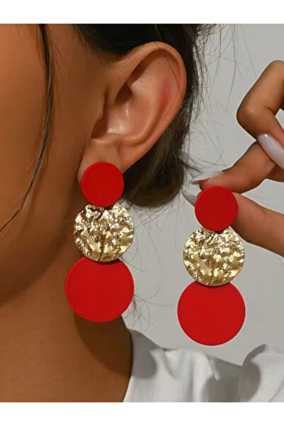 Alyas Aksesuar ألوان متباينة أقراط دائرية عصرية