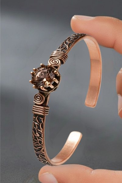 İyyaKee Women's Copper Bracelet Ring Set Zultanite Stone Cuff Antiallergic Bracelet