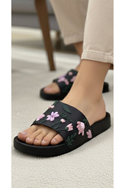 GEZER Flower-Detail Non-Slip Plastic Pool Sea Bathroom Balcony Terrace Home and Street Slippers