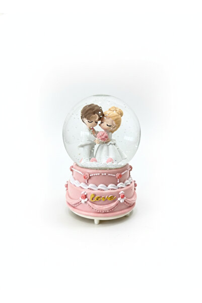 Silvanature Romantik Gelin Damat Figürlü Kar Küresi | Işıltılı Love Yazılı De...