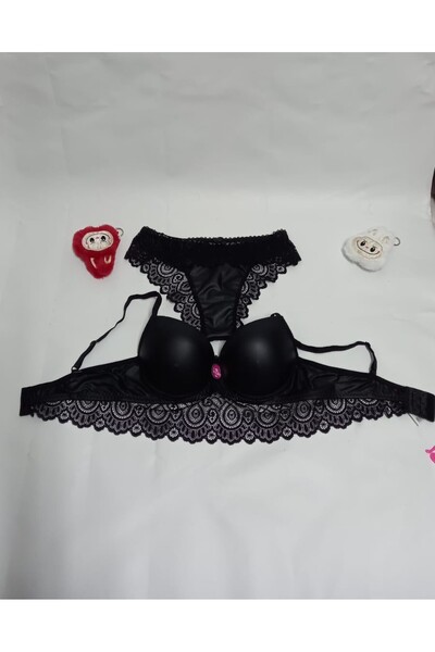 ECEM YILDIZ deri dantelli fantezi sütyen takımı