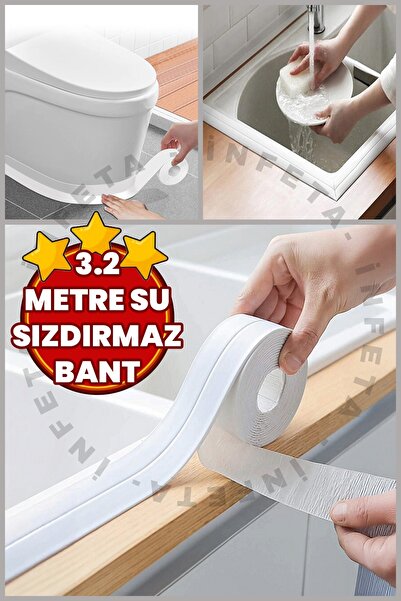 İnfeta 3.2m Su Geçirmez Kenar Bandı Banyo Küvet Mutfak Lavabo Su Sızdırmaz Ba...