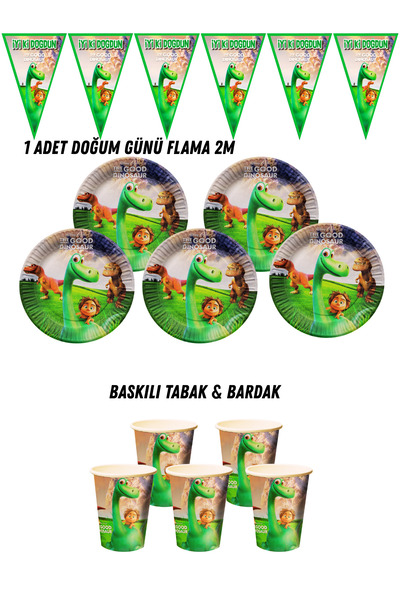 HAPPYLOOPPARTY The Good Dinosaur Dinozor 24 Kişilik Tabak , Bardak , Flama Ba...