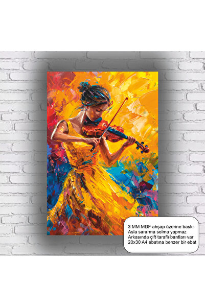 Hayat Poster Woman Playing the Violin Wrapped Aesthetic Artistic Decoration Mdf Painting Wood Poster