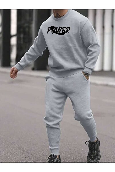 tkn your style ERKEK POWER ALT TOP Swea cu gâtul turnat cu design cu imprimeu...