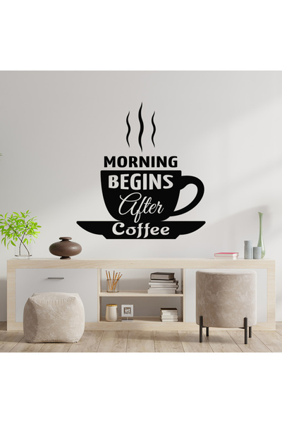 stickerino Decorative Wall Sticker - Coffee Quote, 47x50 cm, Black, Oracal
