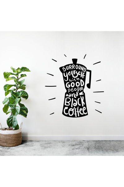 stickerino Autocolant decorativ de perete - citat cafea, 47x50 cm, negru, Oracal