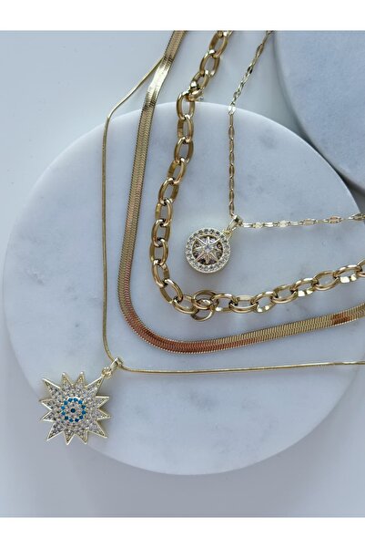 CHARMLUCKY Steel Multi Necklace Combination