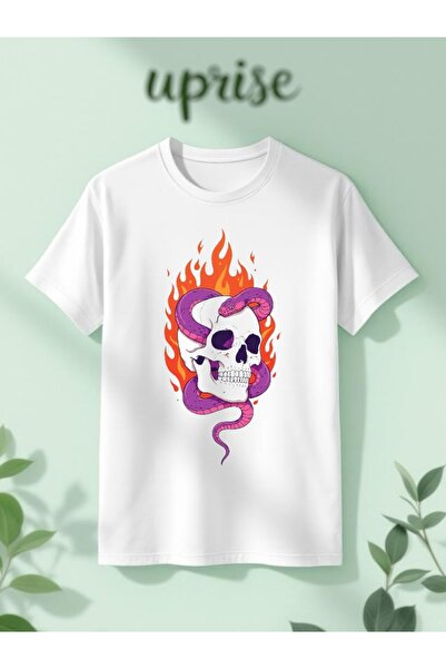 Vordevia Craniu de șarpe cu imprimeu Bumbac supradimensionat tricou