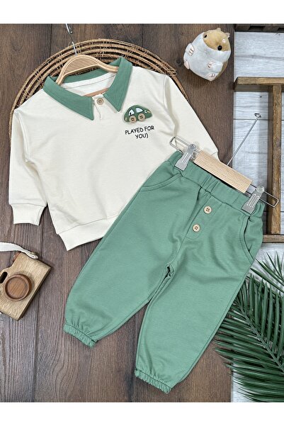 BEBENDY Polo Collar Car Figure Oversize Loose Fit 2-Piece Baby Boy/Child Set