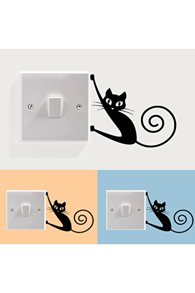 stickerino Autocolant adeziv pentru întrerupător cu pisicuță, 13x11 cm, negru, Oracal